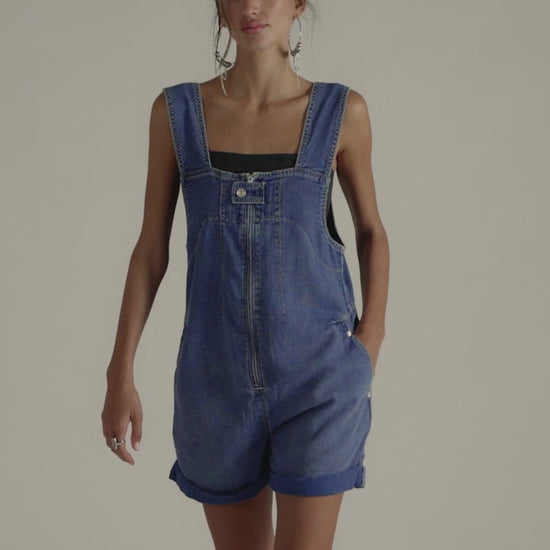 Free People Jude Shortalls in Mid Indigo 