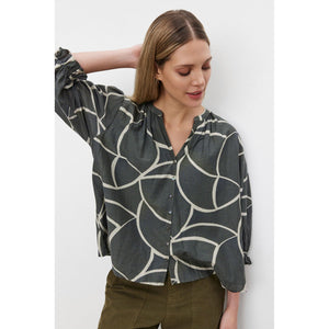 Velvet by Graham and Spencer Betty Printed Silk Cotton Voile Top in Airbrush