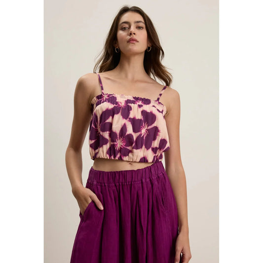 Velvet by Graham & Spencer Alice Printed Cotton Voile Cami in Berry
