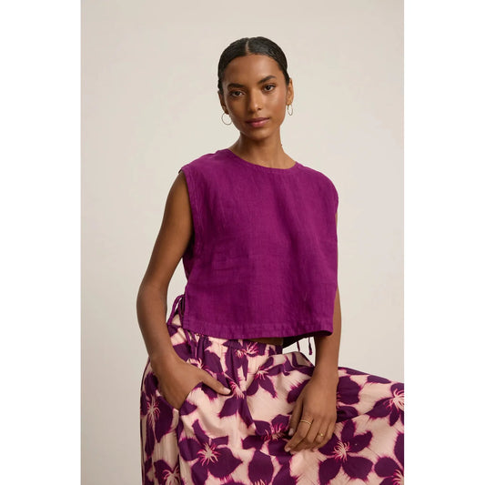 Velvet by Graham & Spencer Tavia Woven Linen Sleeveless Top in Grapes