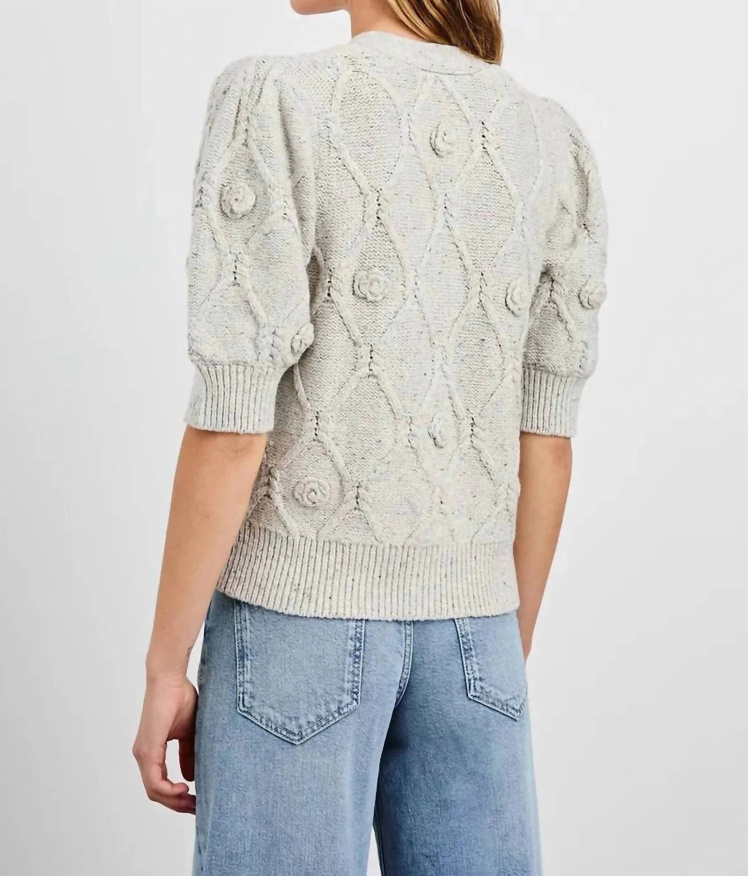 Rails Isla Crochet Daisies Cardigan in Grey
