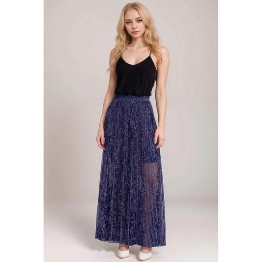 Johnny Was Jade Blue Montee Pleated Maxi Skirt