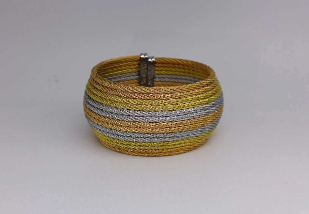 Alor Stainless Steel Au750 Oversized Cable Corded Layered Cuff