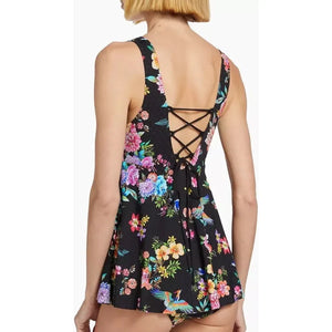 Johnny Was Sognatore Nero Back Tie Skirted One Piece in Multi