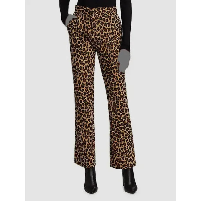Frame Cheetah Print Velvet Mini Bootcut Trousers