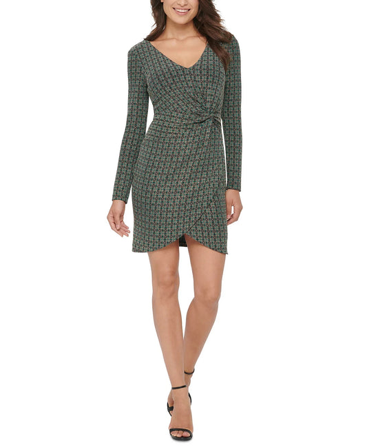 Guess Metallic Dew-Drop Knit Dress in Emerald Multi 