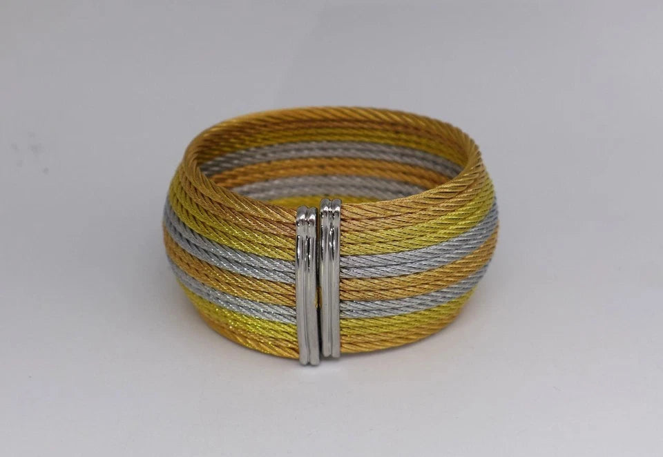 Alor Stainless Steel Au750 Oversized Cable Corded Layered Cuff