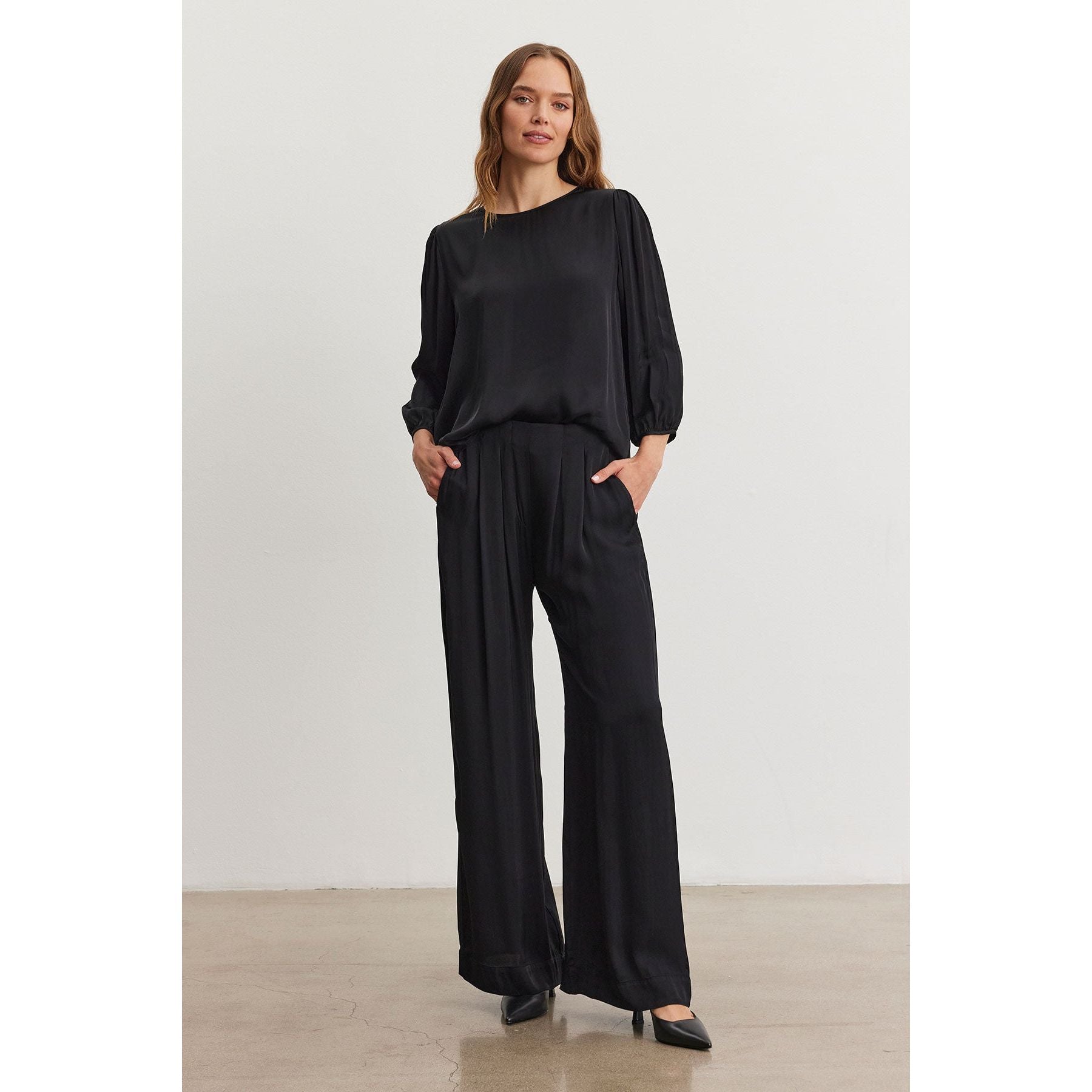 Velvet by Graham & Spencer Rhetta Satin Viscose Pant in Black