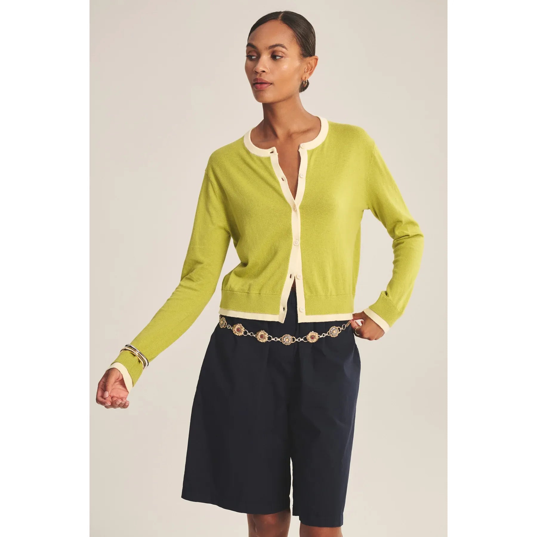 Velvet by Graham & Spencer Saylor Cardigan in Lime