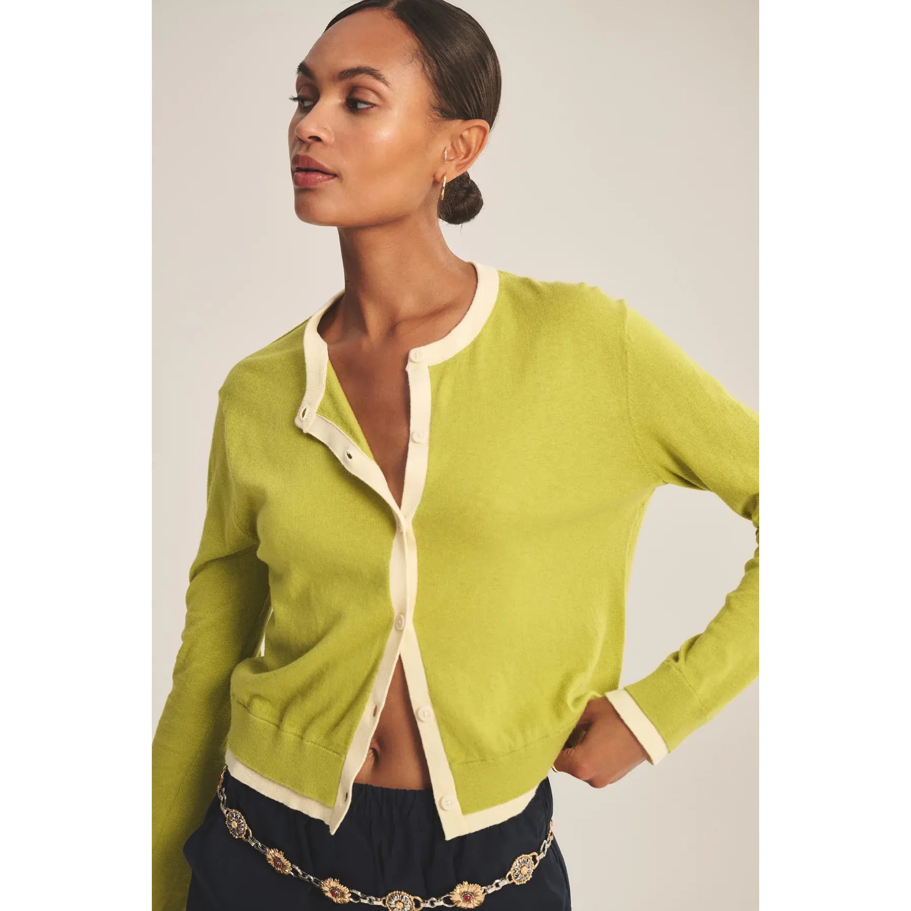 Velvet by Graham & Spencer Saylor Cardigan in Lime