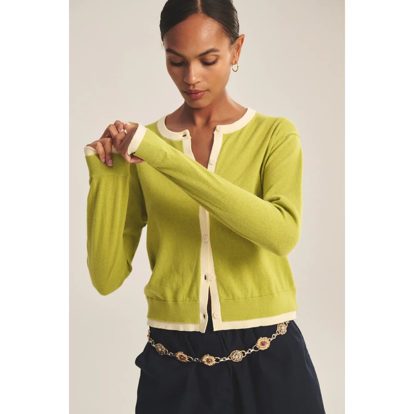 Velvet by Graham & Spencer Saylor Cardigan in Lime