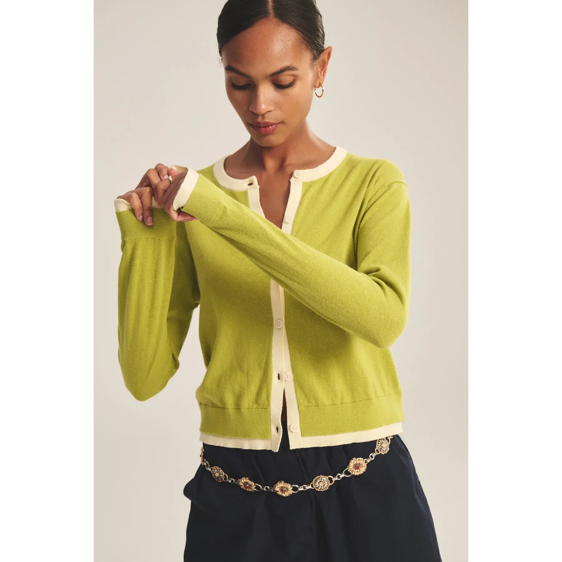 Velvet by Graham & Spencer Saylor Cardigan in Lime