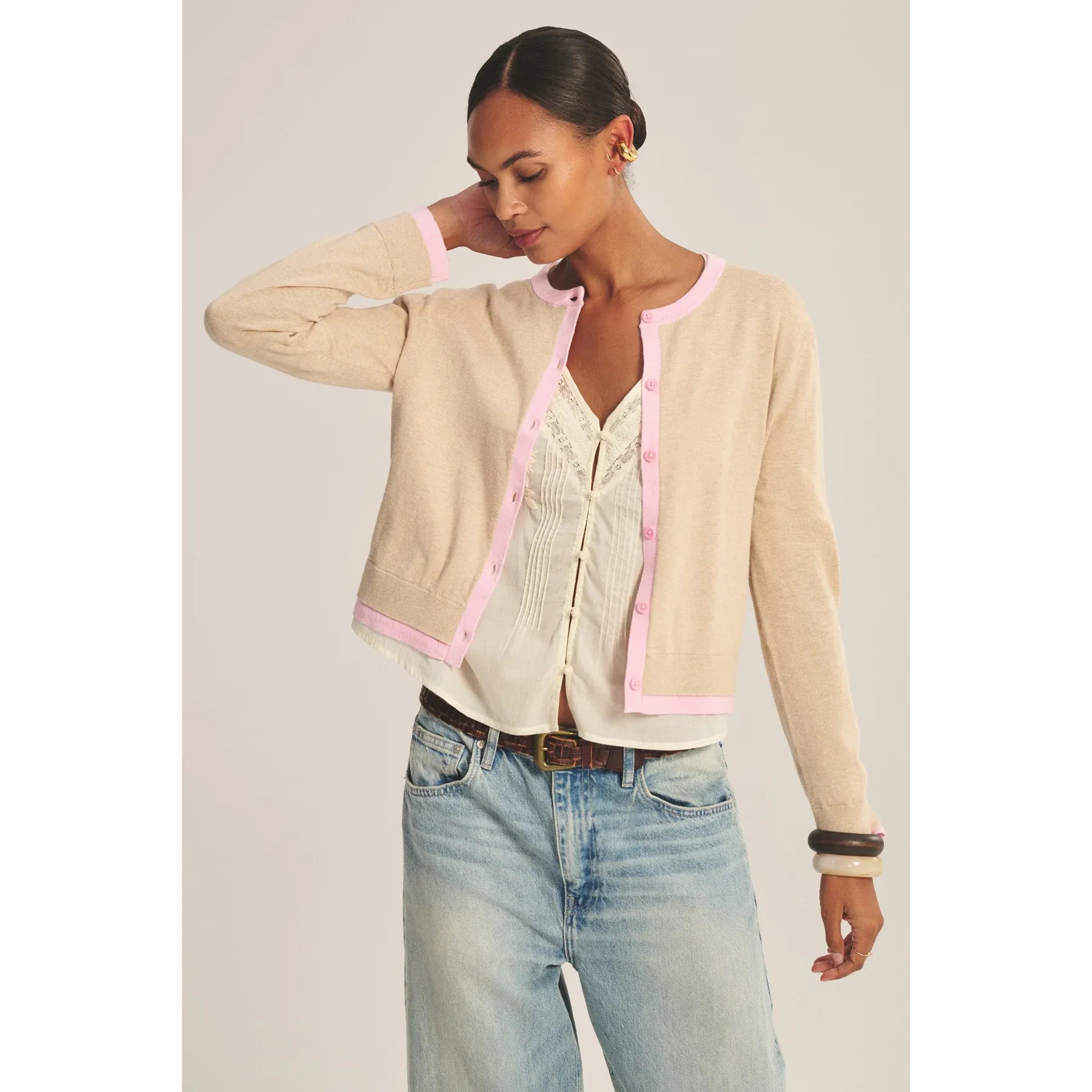 Velvet by Graham & Spencer Saylor Cardigan in Sesame