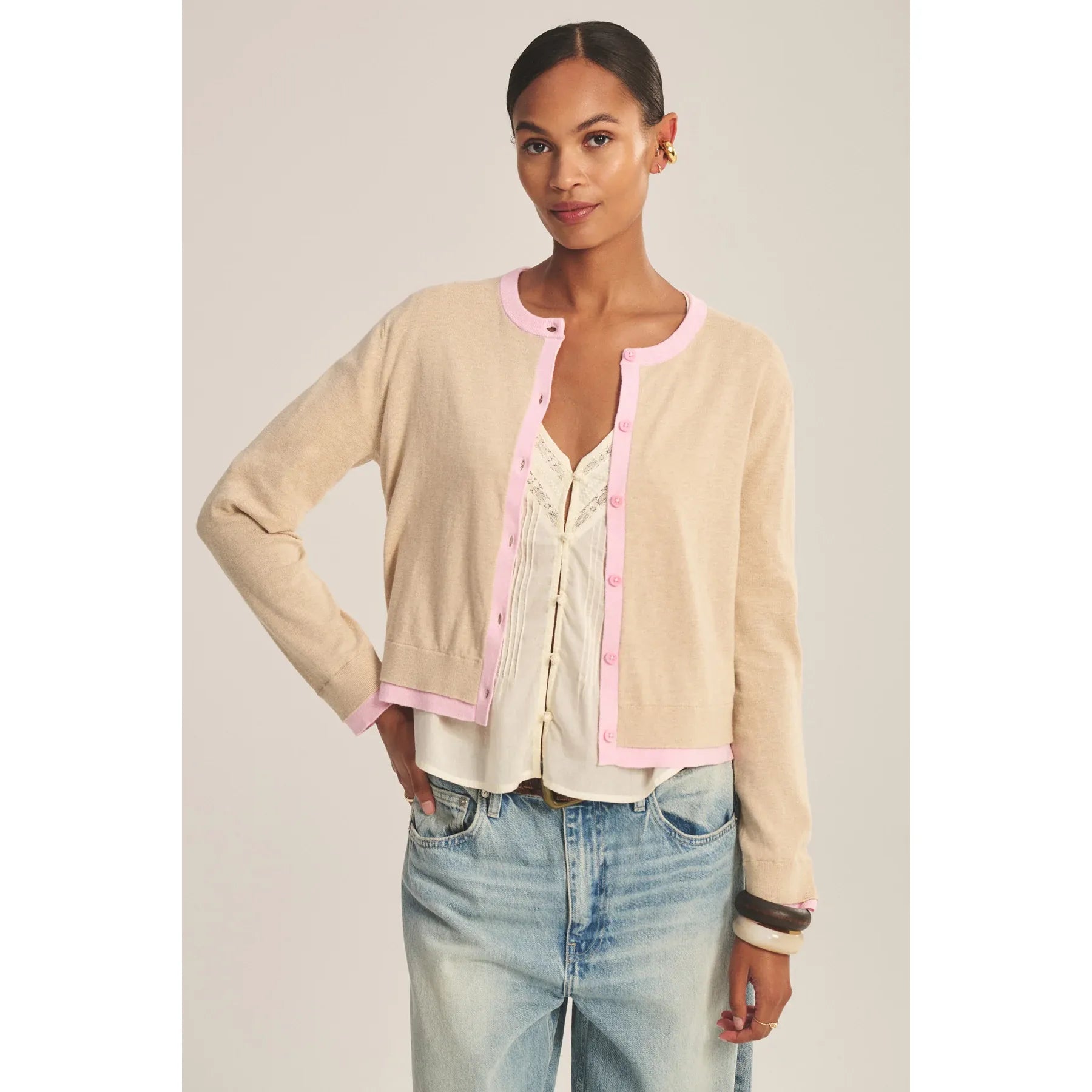 Velvet by Graham & Spencer Saylor Cardigan in Sesame