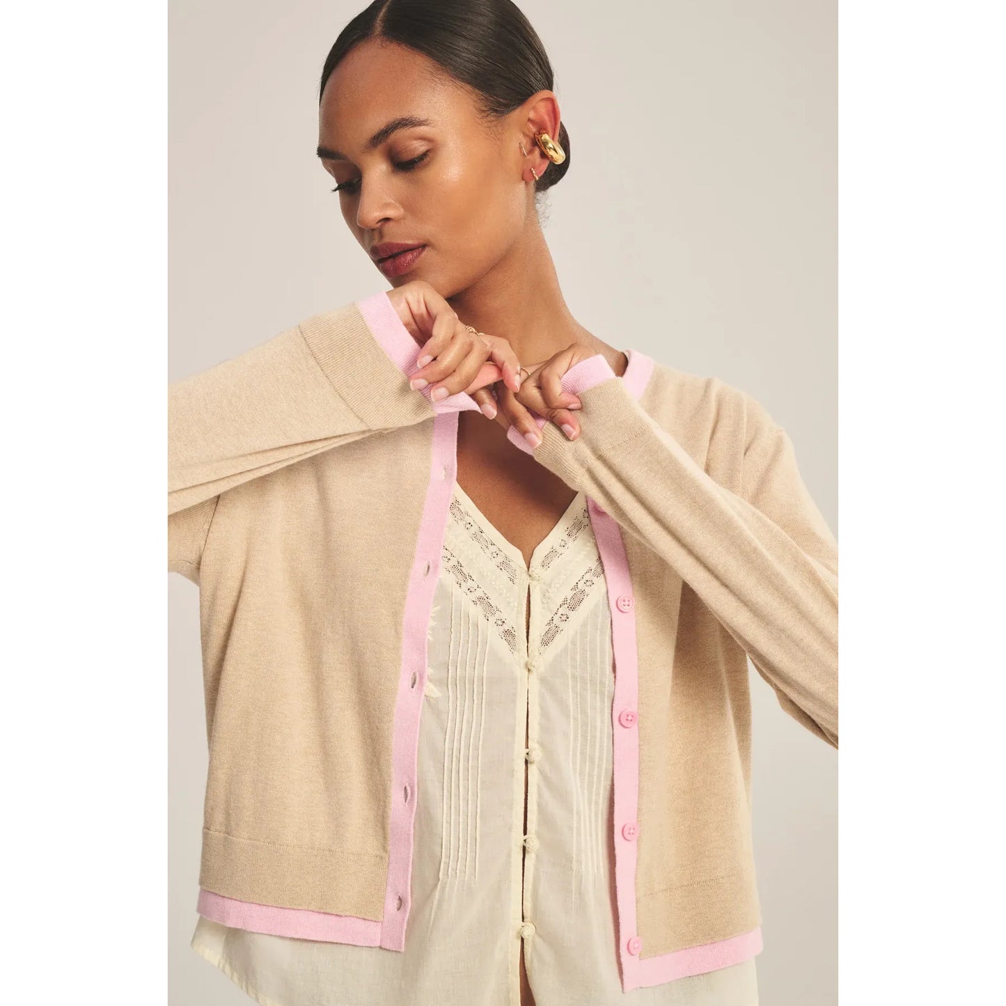 Velvet by Graham & Spencer Saylor Cardigan in Sesame