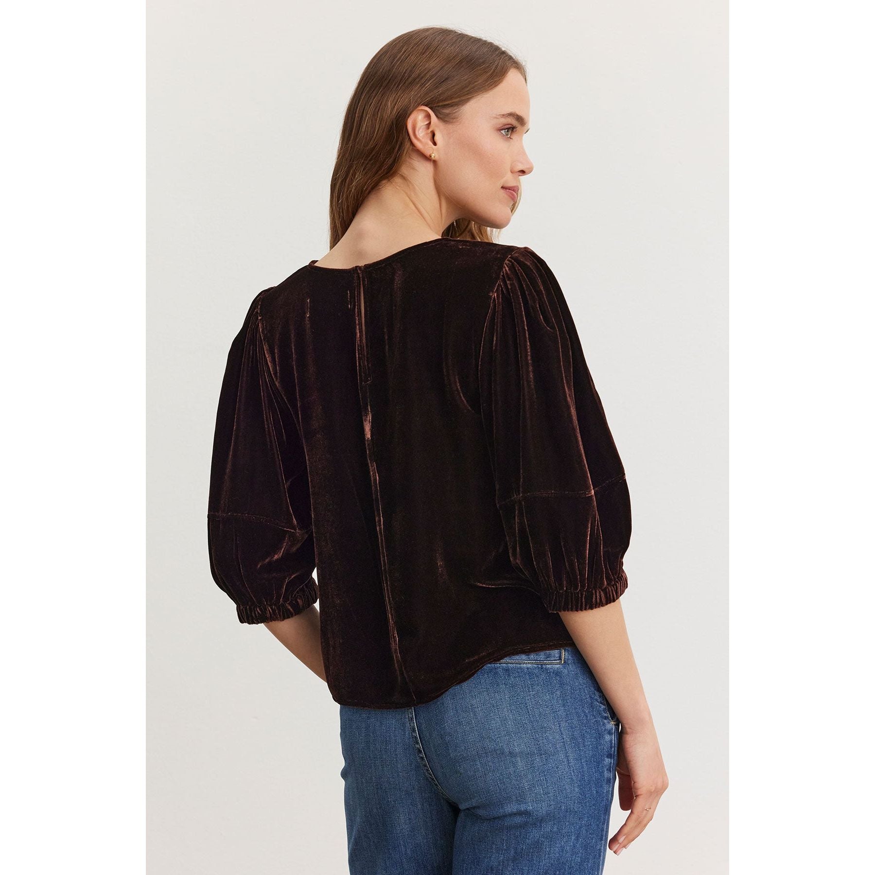 Velvet by Graham & Spencer Nancy Silk & Velvet top in Burlwood