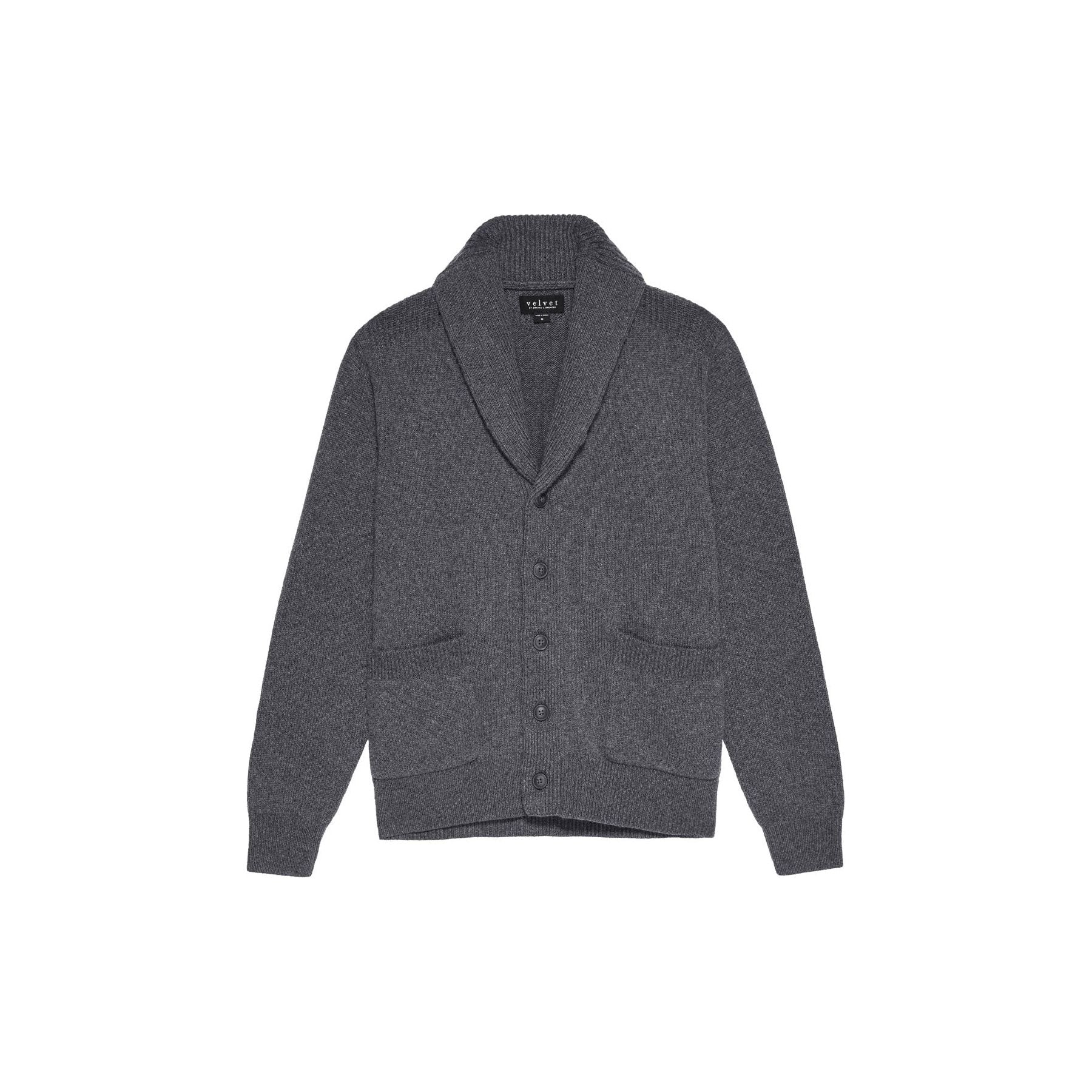 Velvetmen Thornton Button Front Cardigan in Charcoal