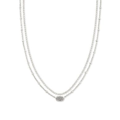Emilie Silver Multi Strand Necklace in Platinum Drusy