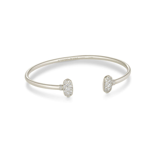 Kendra Scott Grayson Crystal Cuff Rhodium Metal Bracelet White CZ
