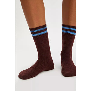 Free People Jackson Cozy Stripe Socks in Retro Chestnut