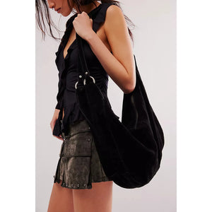 Free People Roma Suede Tote Bag in Black