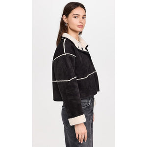 Velvet by Graham and Spencer Kelly Lux Sherpa Reversible Jacket in Black/Ecru