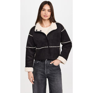 Velvet by Graham and Spencer Kelly Lux Sherpa Reversible Jacket in Black/Ecru