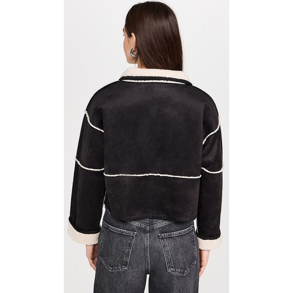 Velvet by Graham and Spencer Kelly Lux Sherpa Reversible Jacket in Black/Ecru