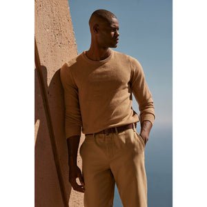 Velvetmen Dashell Wool Blend Crew Neck Sweater in Camel