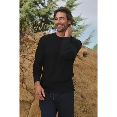 Velvetmen Tobias Brushed Thermal Crew in Black