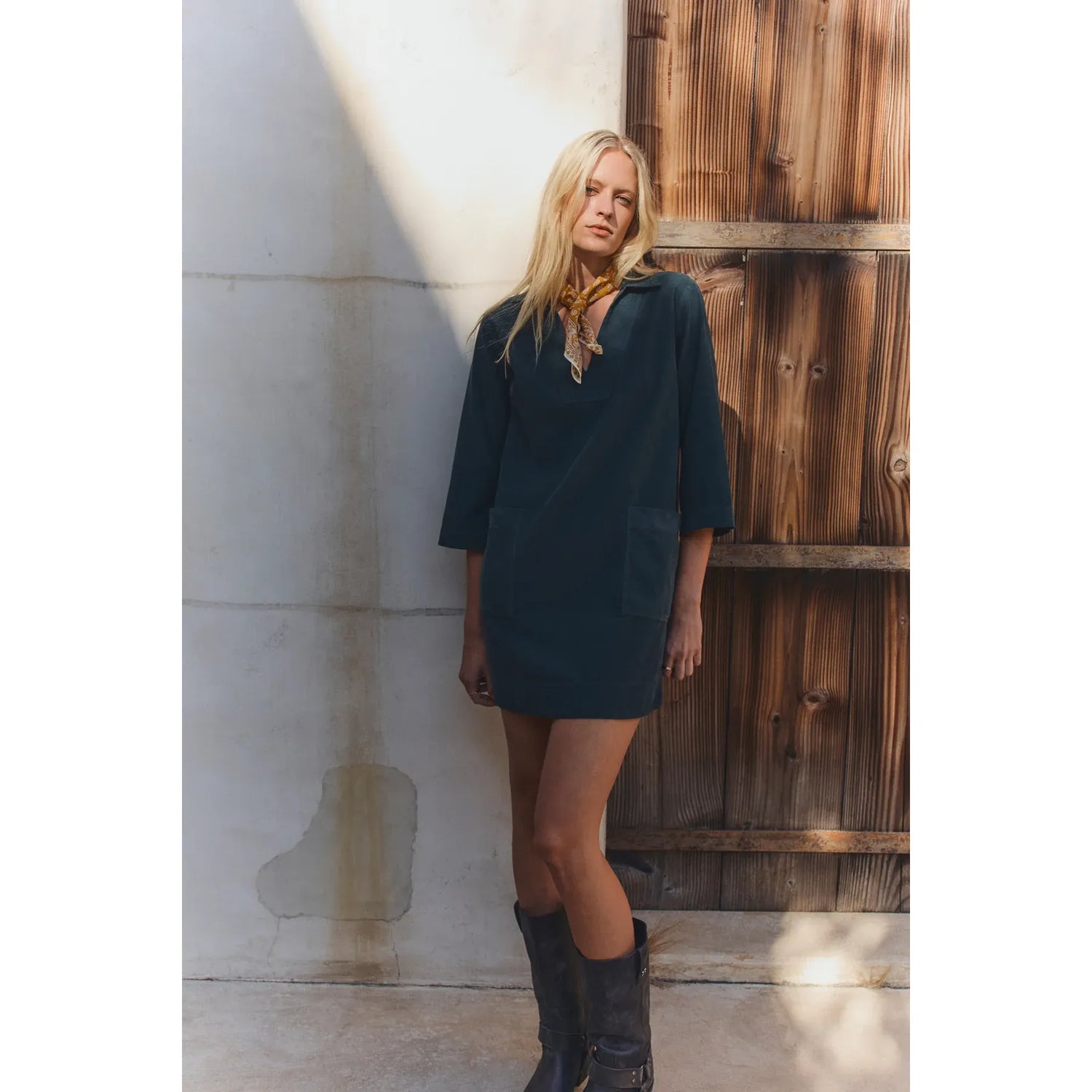 Velvet by Graham & Spencer Elke Cotton Corduroy Dress in Mallard