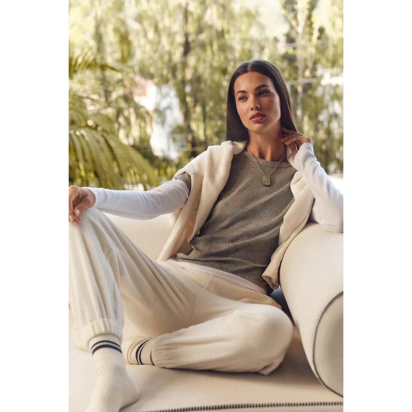 Velvet by Graham and Spencer Bronson Tee in Heather Grey/White