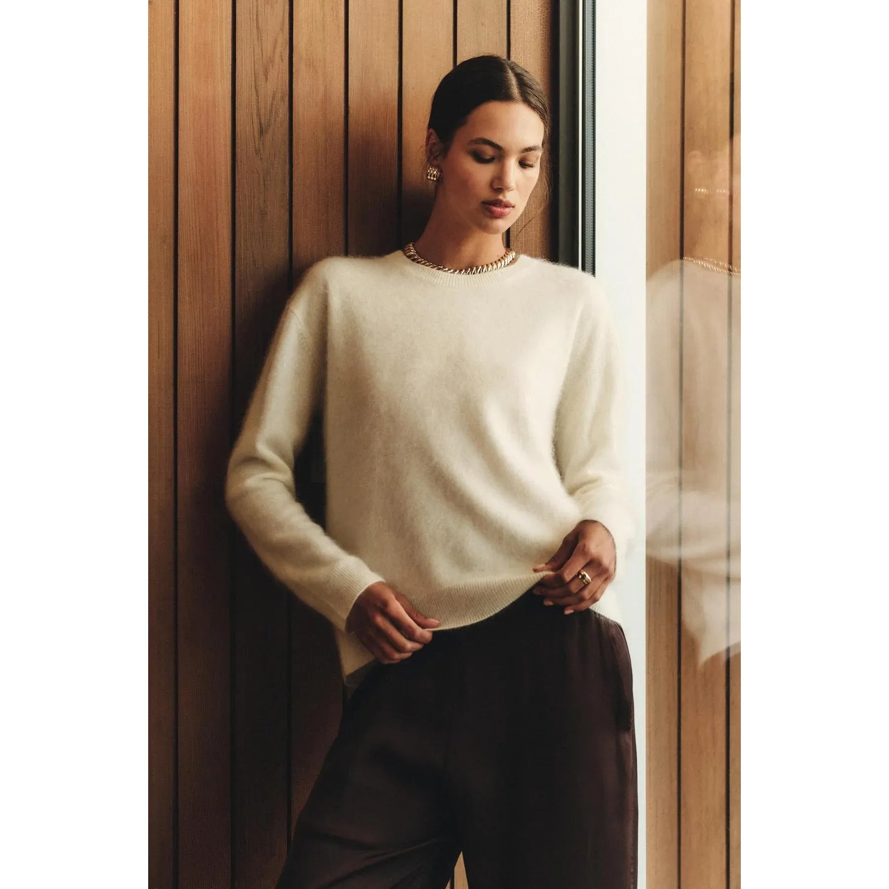 Velvet by Graham & Spencer Jacqueline Cashmere Sweater in Ivory