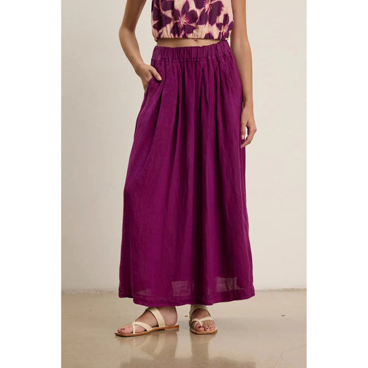 Velvet by Graham & Spencer Linda Woven Linen Maxi Skirt in Grapes