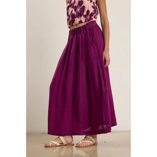 Velvet by Graham & Spencer Linda Woven Linen Maxi Skirt in Grapes