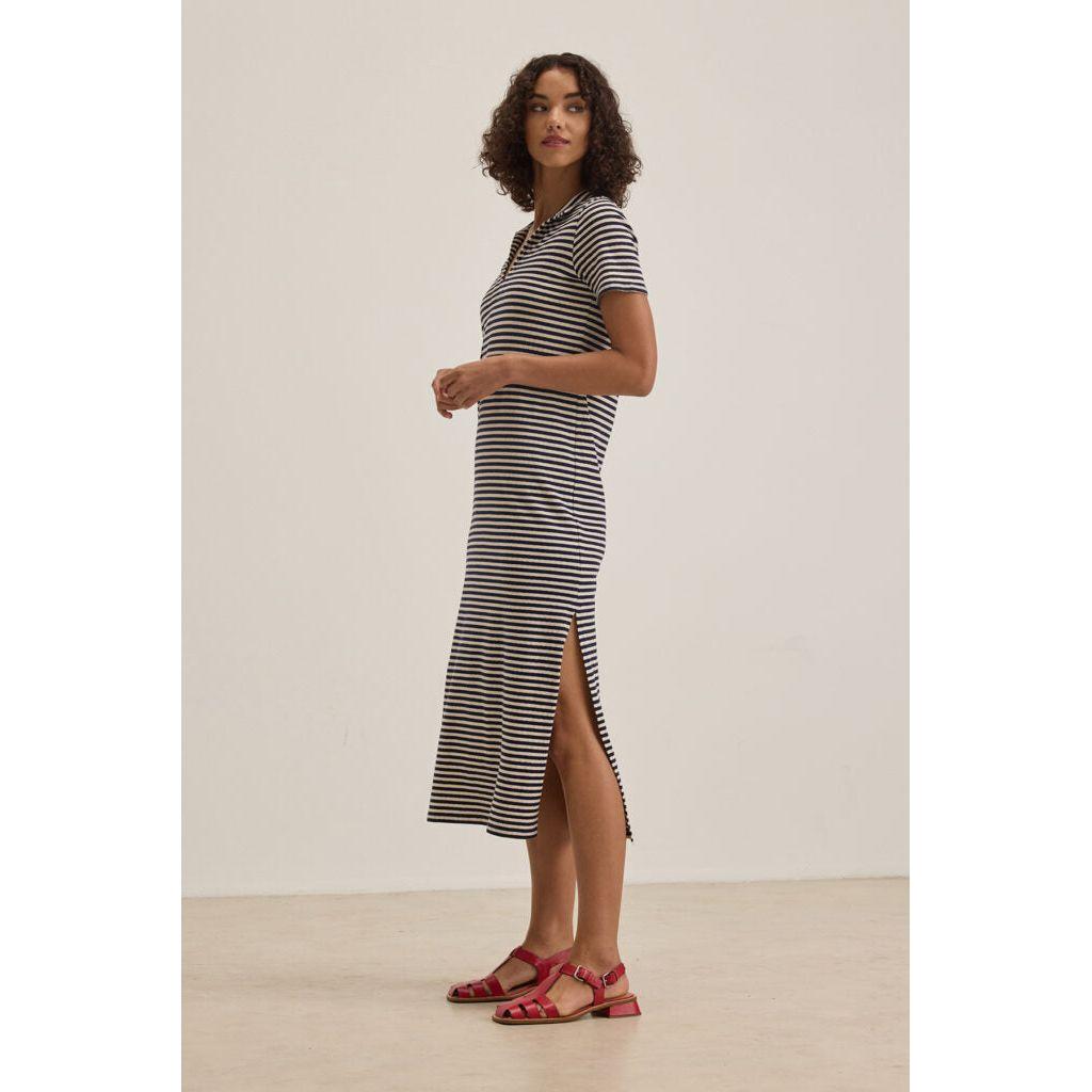 Velvet by Graham & Spencer Khan Jersey Stripe Midi Dress in Navy
