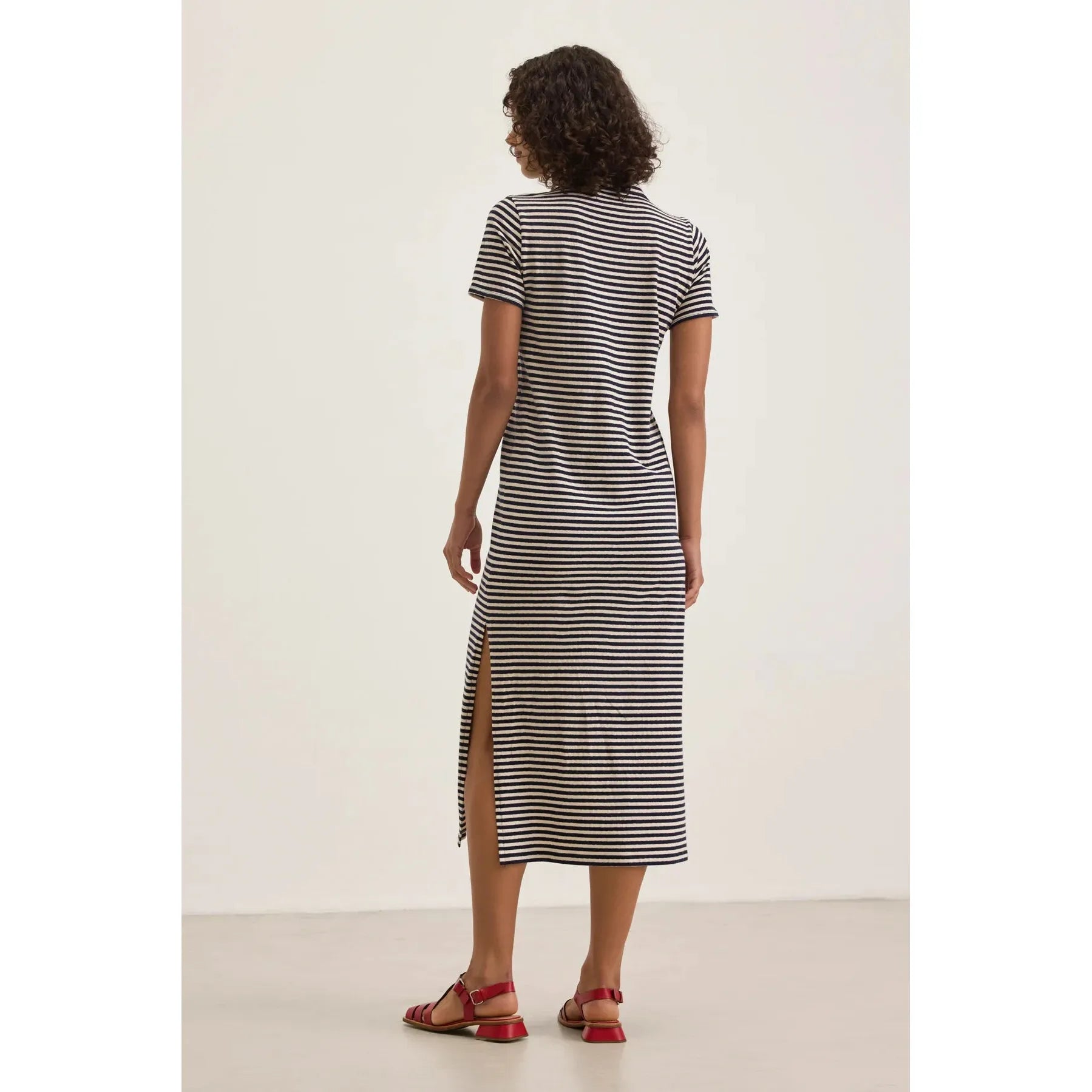 Velvet by Graham & Spencer Khan Jersey Stripe Midi Dress in Navy
