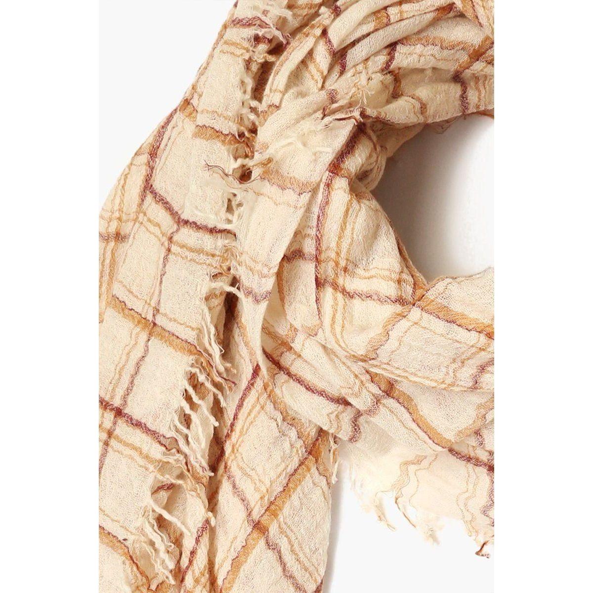 Chan Luu Seed Pearl Mix Plaid Wool Scarf BRH-SC-478-SEED-PEARL-M